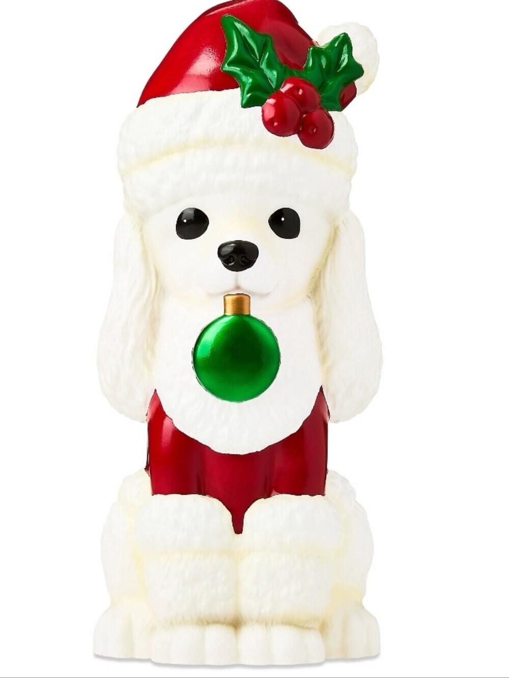 Christmas Blow Mold 11" White Poodle Dog Lover LED Light Up Decor Holiday Time